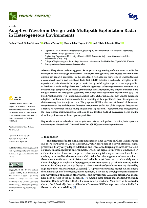 (PDF) Adaptive Waveform Design with Multipath Exploitation Radar in ...