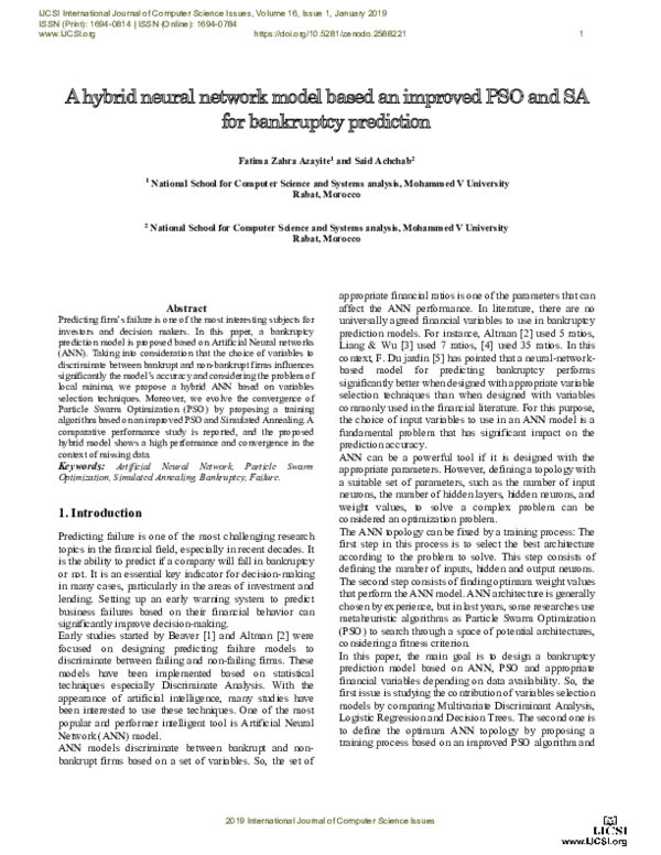 (PDF) A hybrid neural network model based an improved PSO and SA for ...