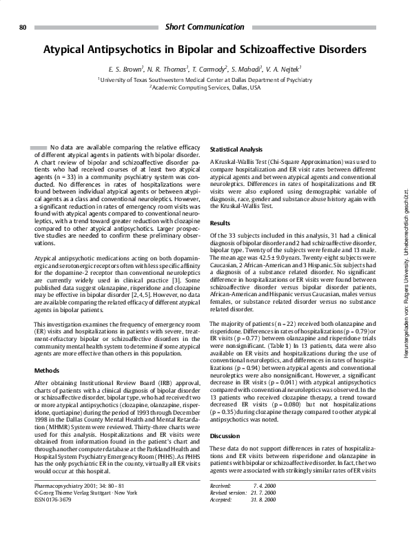 (PDF) Atypical Antipsychotics in Bipolar and Schizoaffective Disorders