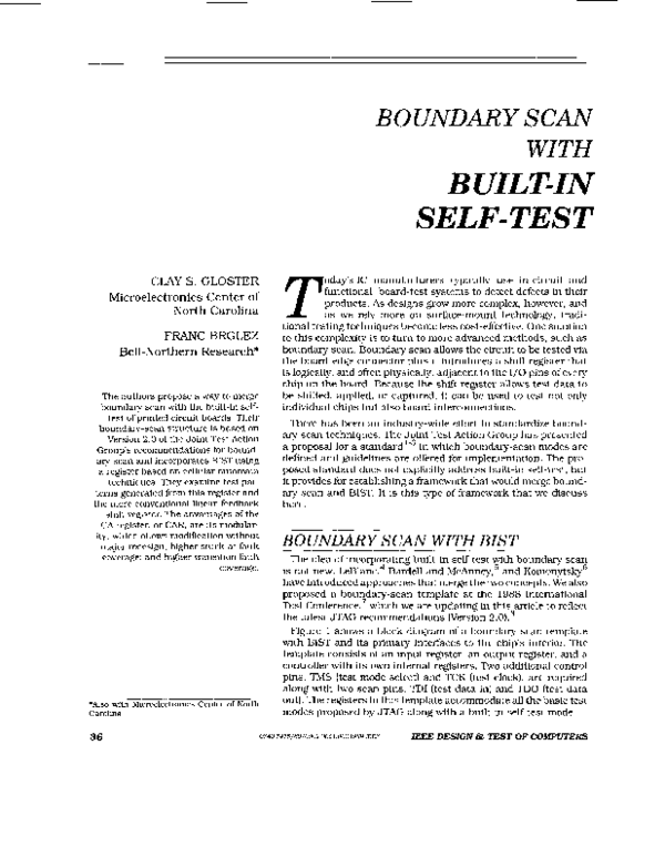 (PDF) Boundary scan with builtin selftest Franc Brglez Academia.edu