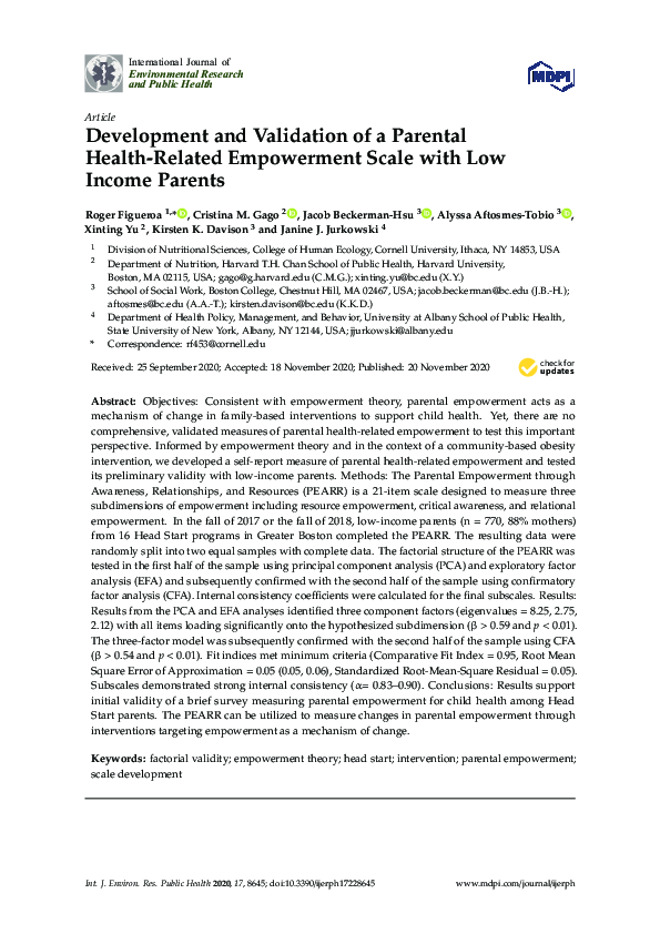 (PDF) Development and Validation of a Parental Health-Related ...