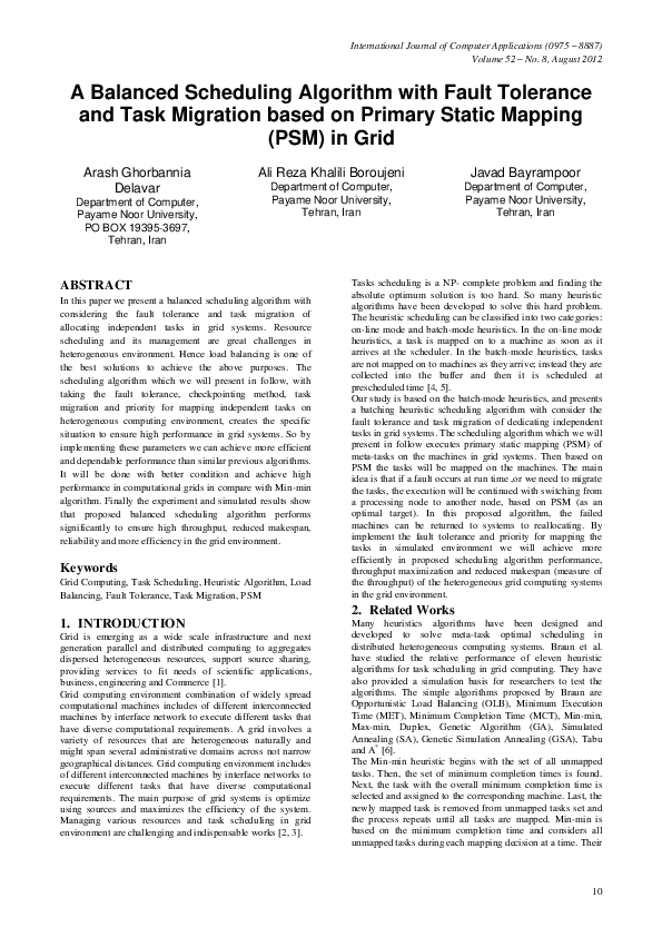 (PDF) A Balanced Scheduling Algorithm with Fault Tolerant and Task ...