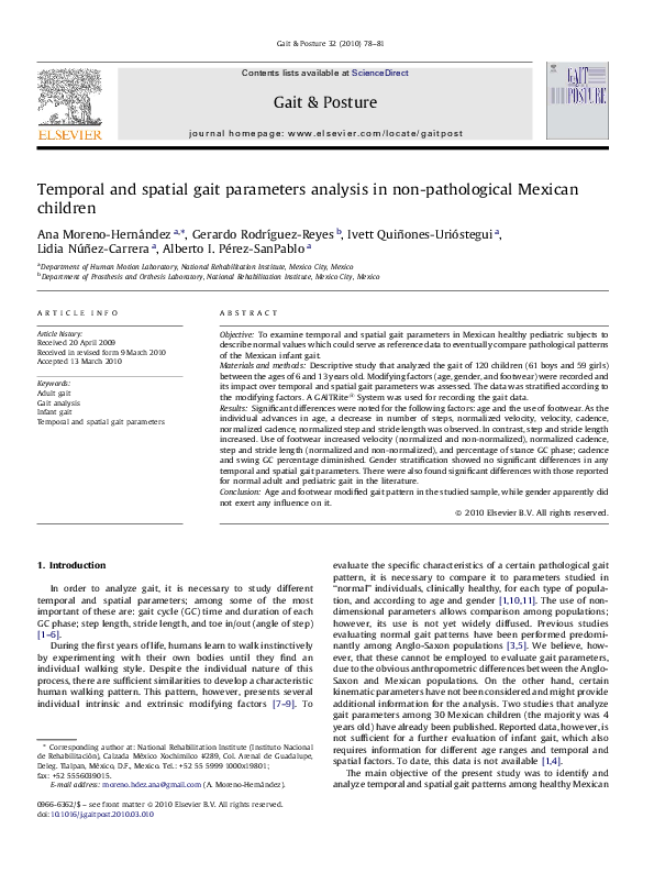 (PDF) Temporal and spatial gait parameters analysis in non-pathological ...