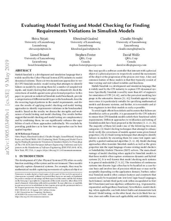 (PDF) Evaluating model testing and model checking for finding ...