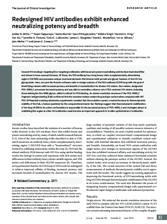 (PDF) Redesigned HIV antibodies exhibit enhanced neutralizing potency ...