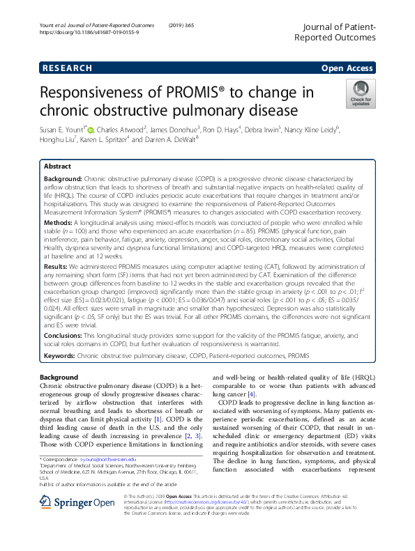 (PDF) Responsiveness of PROMIS® to change in chronic obstructive ...