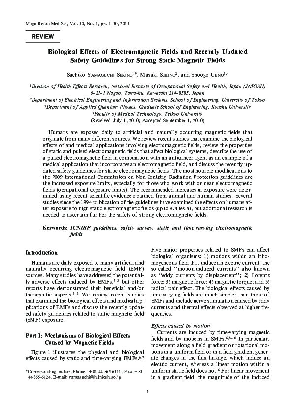 PDF) Biological Effects of Electromagnetic Fields on
