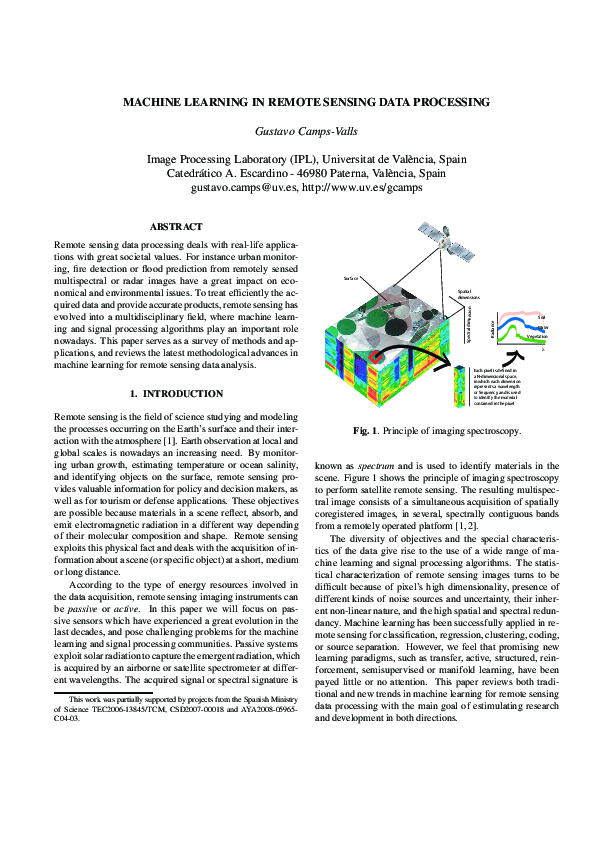 (PDF) Machine learning in remote sensing data processing Gustau Camps