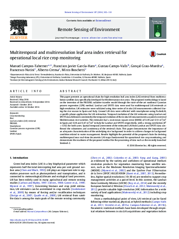 (PDF) Multitemporal and multiresolution leaf area index retrieval for ...