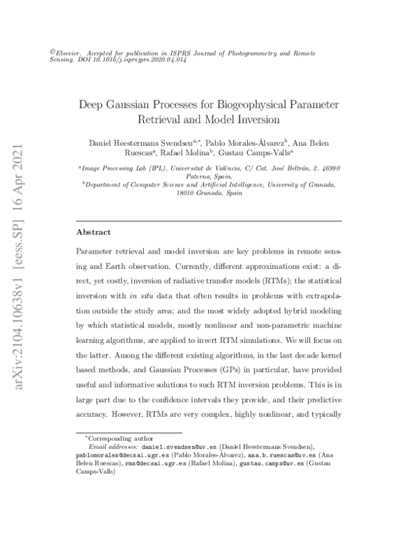 (PDF) Deep Gaussian processes for biogeophysical parameter retrieval ...