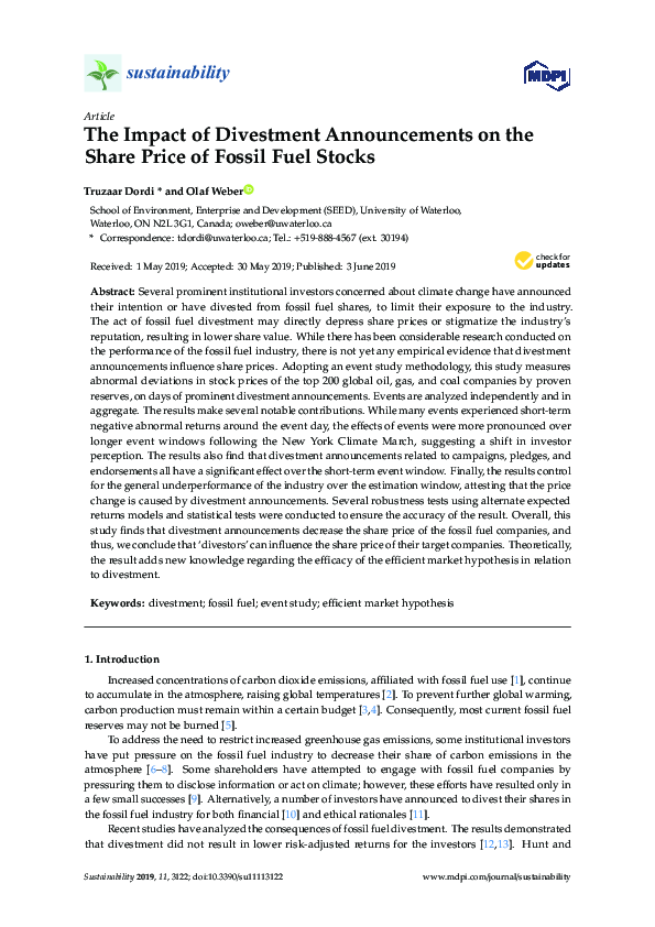 (PDF) The Impact of Divestment Announcements on the Share Price of ...