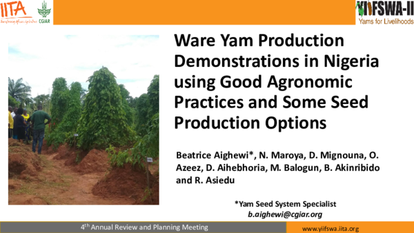(PDF) Ware yam production demonstrations in Nigeria using good ...