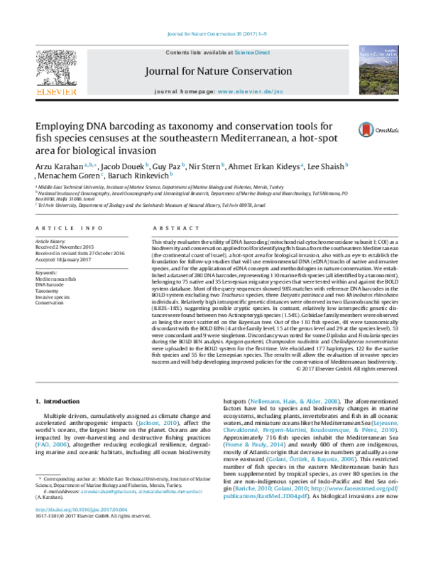 (PDF) Employing DNA barcoding as taxonomy and conservation tools for ...