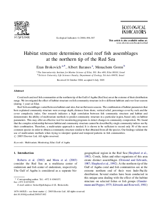 (PDF) Habitat structure determines coral reef fish assemblages at the ...