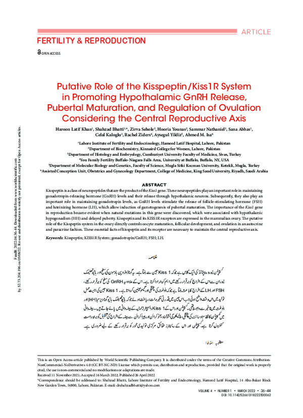 (PDF) Putative Role of the Kisspeptin/Kiss1R System in Promoting ...