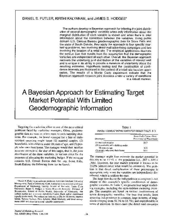 (PDF) A Bayesian Approach for Estimating Target Market Potential with ...