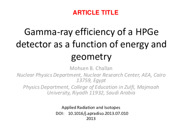 (PDF) Gamma-ray efficiency of a HPGe detector as a function of energy ...
