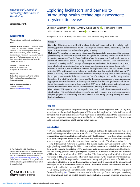 (PDF) Exploring facilitators and barriers to introducing health ...