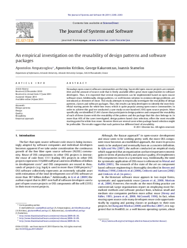 (PDF) An empirical investigation on the reusability of design patterns ...