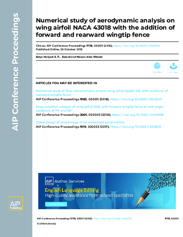 (PDF) Numerical study of aerodynamic analysis on wing airfoil NACA ...