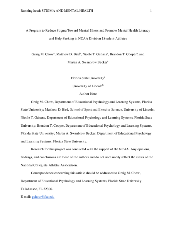 (PDF) A Program to Reduce Stigma Toward Mental Illness and Promote ...