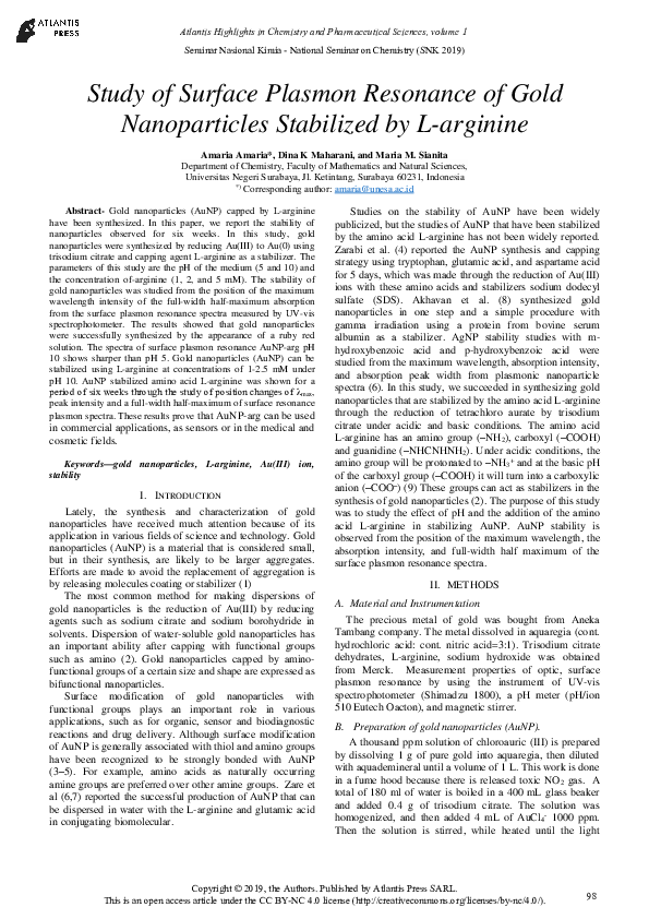 (PDF) Study of Surface Plasmon Resonance of Gold Nanoparticles ...
