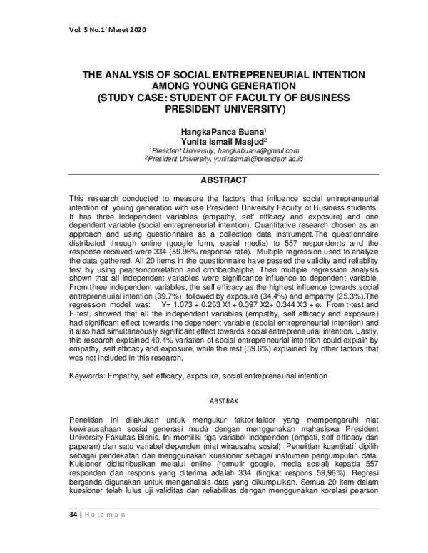 (PDF) The Analysis of Social Entrepreneurial Intention Among Young ...
