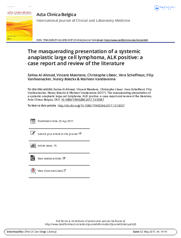 (PDF) The masquerading presentation of a systemic anaplastic large cell ...