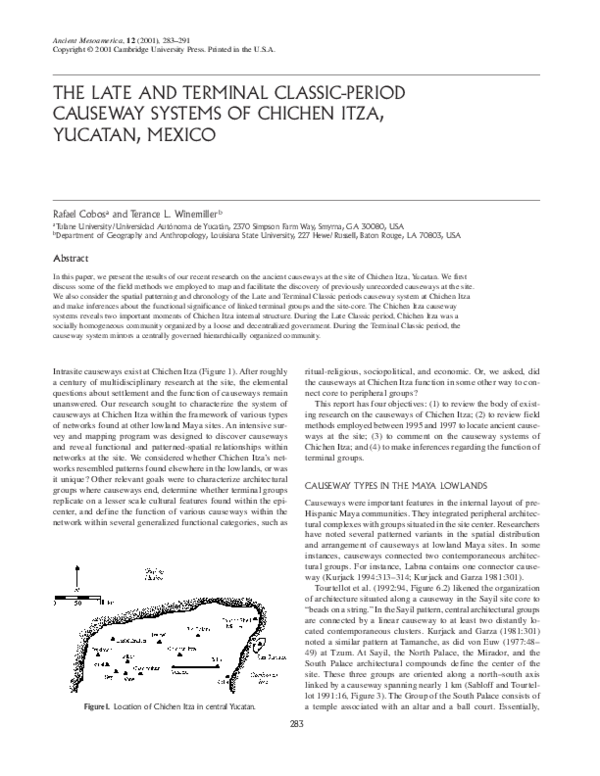 (PDF) The Late and Terminal Classic-Period Causeway Systems of Chichen ...