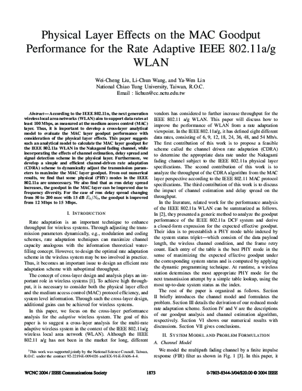 (PDF) Physical layer effects on the MAC goodput performance for the ...