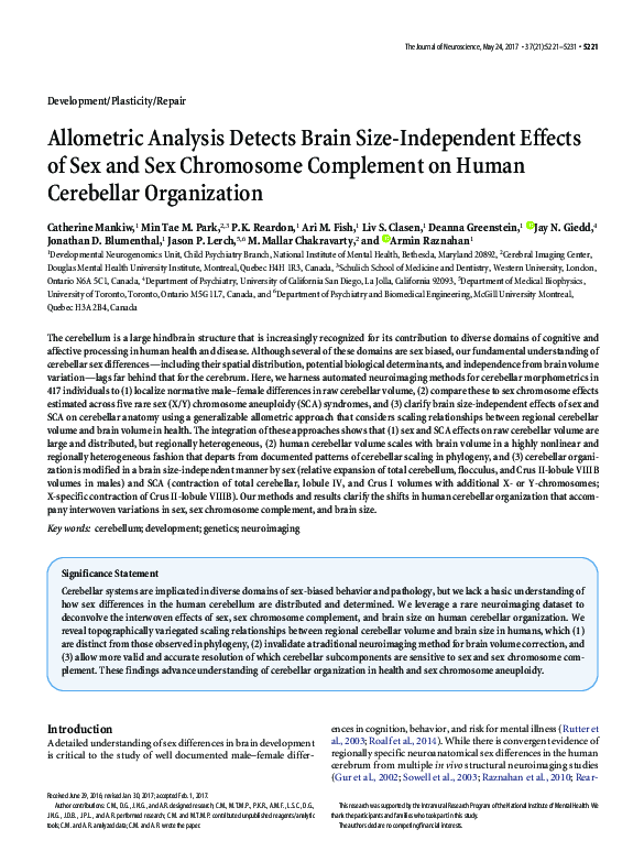 (PDF) Allometric Analysis Detects Brain Size-Independent Effects of Sex ...