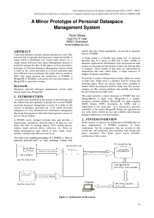 (PDF) A Minor Prototype of Personal Data Space Management System