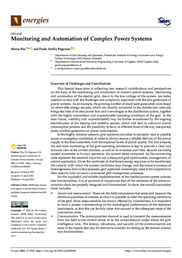 (PDF) Monitoring and Automation of Complex Power Systems