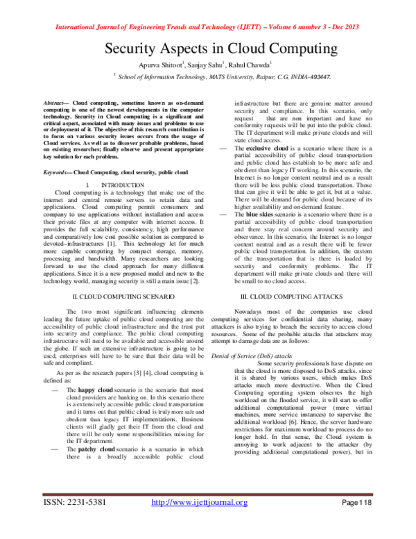 (PDF) A security aspects in cloud computing