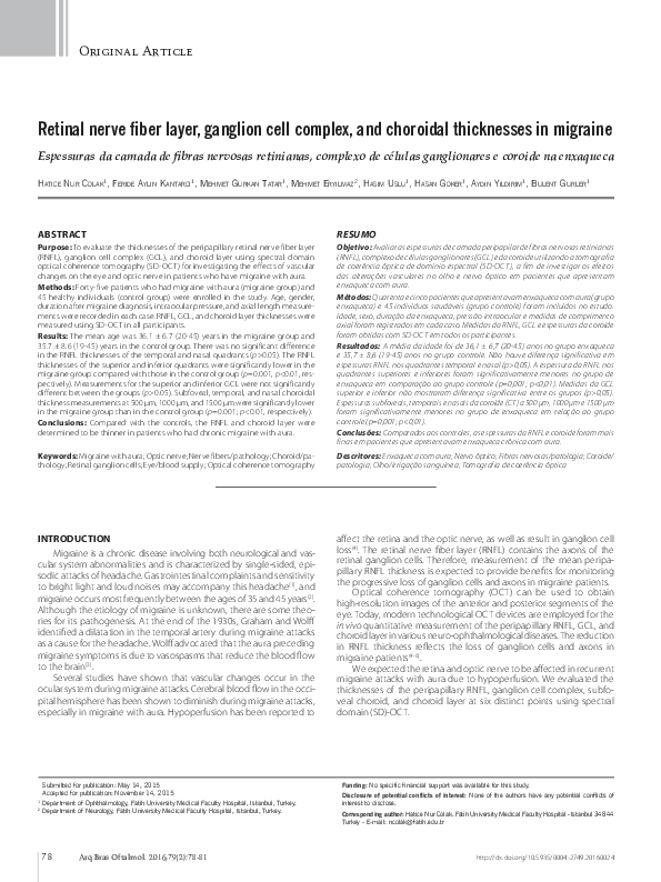 (PDF) Retinal nerve fiber layer, ganglion cell complex, and choroidal ...