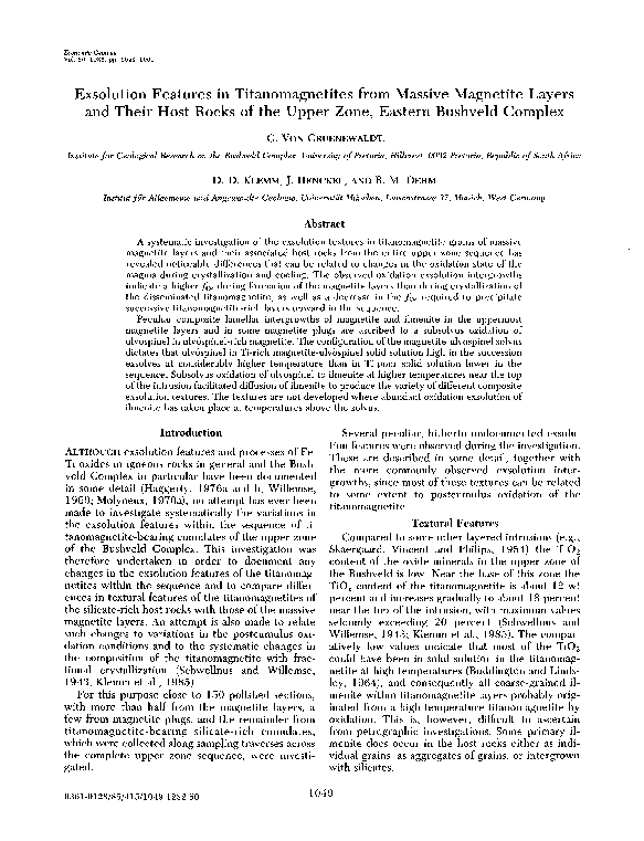 (PDF) Exsolution features in titanomagnetites from massive magnetite ...