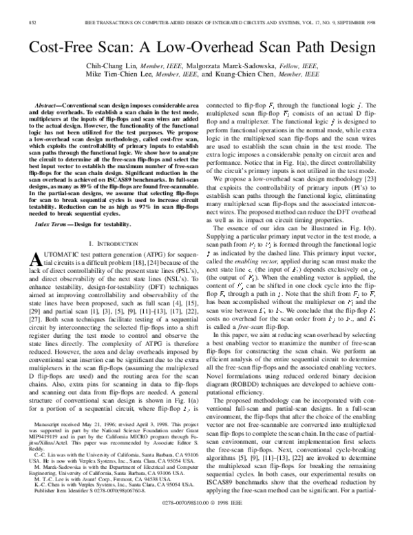 (PDF) Cost-free scan: a low-overhead scan path design | Faruk Polatcan ...