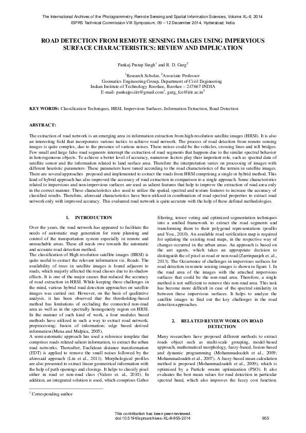 (PDF) Road Detection from Remote Sensing Images using Impervious ...
