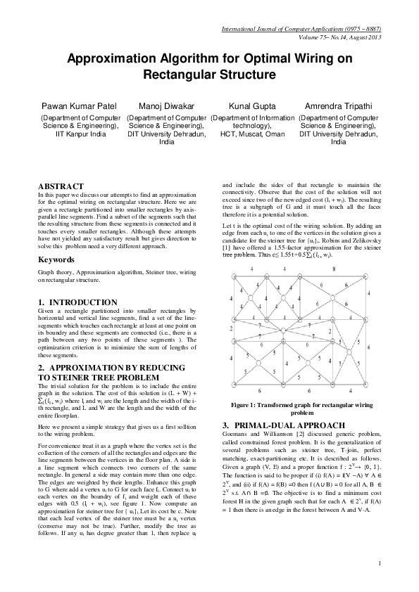 (PDF) Approximation Algorithm for Optimal Wiring on Rectangular Structure
