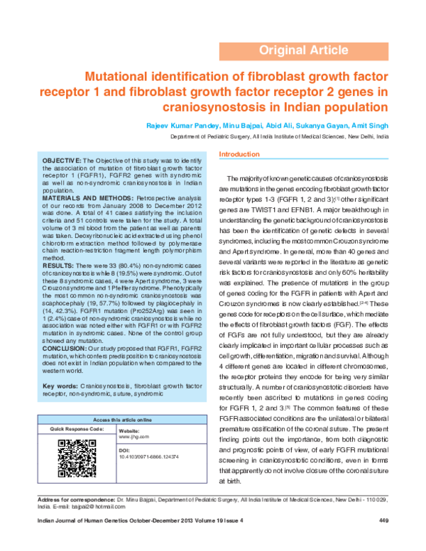 (PDF) Mutational identification of fibroblast growth factor receptor 1 ...