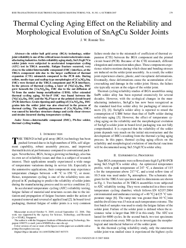 (PDF) Thermal Cycling Aging Effect on the Reliability and Morphological
