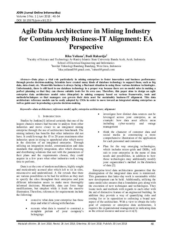 (PDF) Agile Data Architecture in Mining Industry for Continuously ...