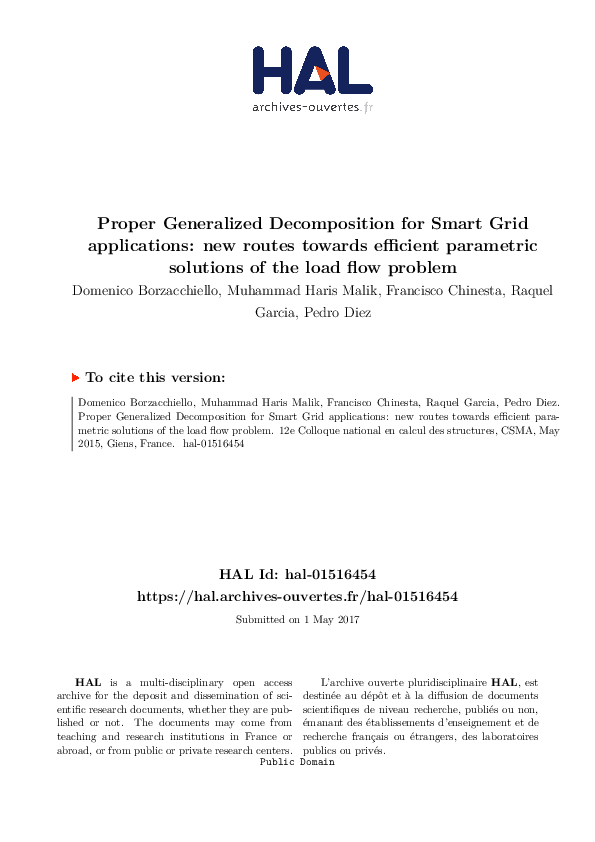 (PDF) Proper Generalized Decomposition for Smart Grid applications: new ...