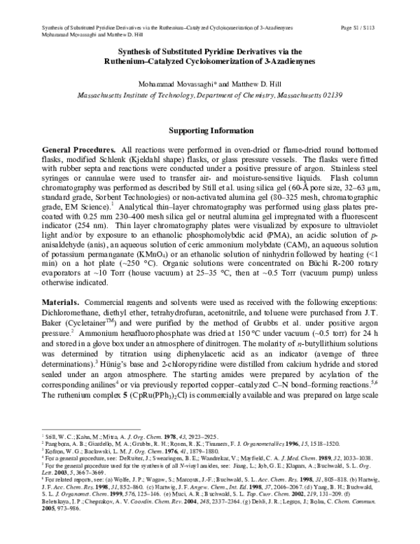 (PDF) Synthesis of Substituted Pyridine Derivatives via the Ruthenium ...