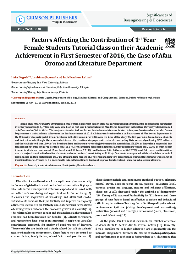 (PDF) Factors Affecting the Contribution of 1st Year Female Students ...