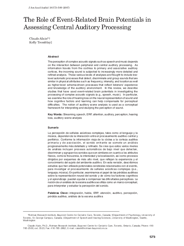 (PDF) The Role of Event-Related Brain Potentials in Assessing Central ...
