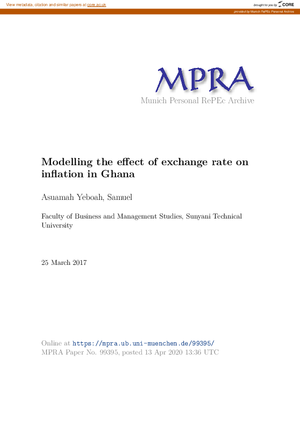 (PDF) Modelling the effect of exchange rate on inflation in Ghana