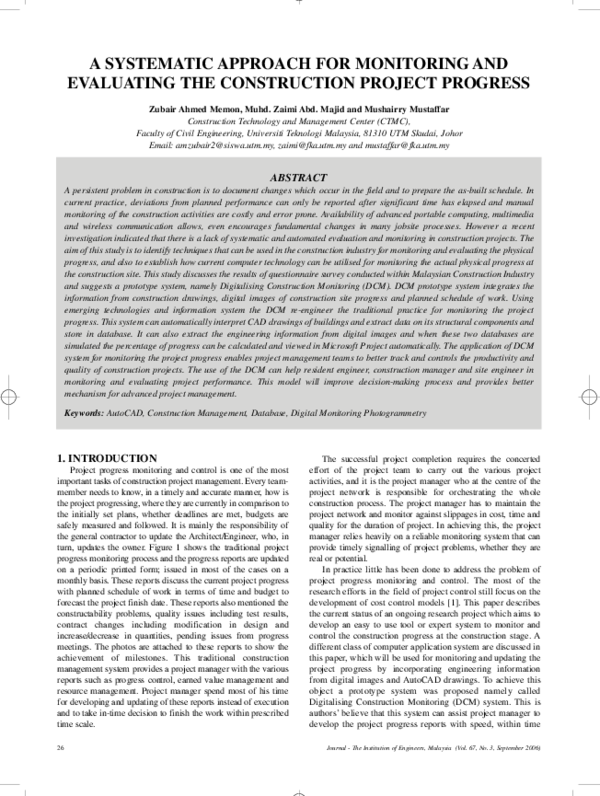 (PDF) A systematic approach for monitoring and evaluating the ...