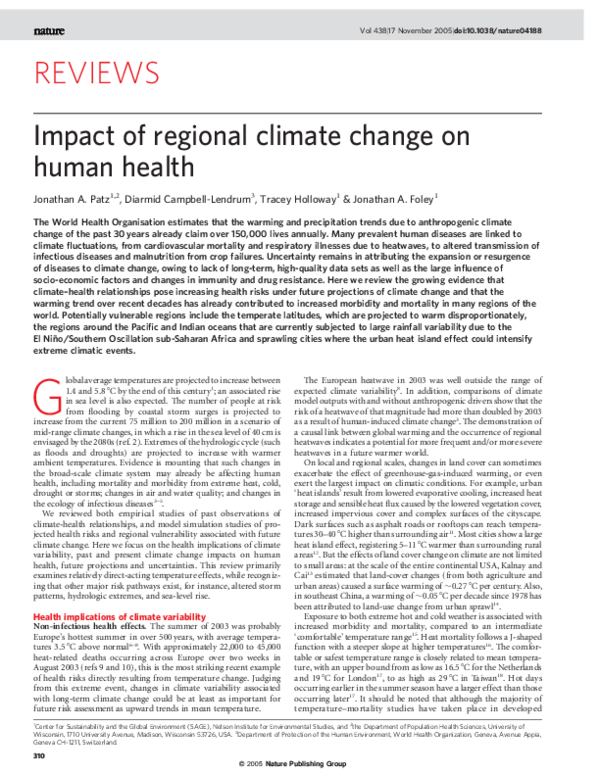 (PDF) Impact of regional climate change on human health