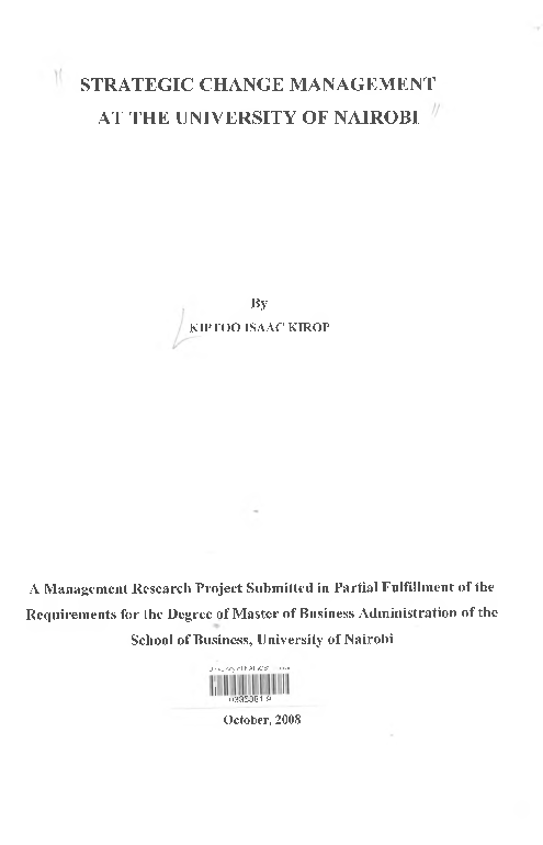 (PDF) Strategic change management at the University of Nairobi